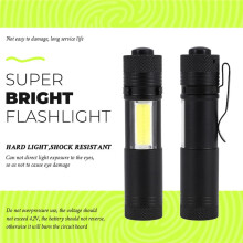 New Portable Aluminum Q5 LED Flashlight XPE&COB Work Light lanterna Powerful Pen Torch Lamp 4 Modes Use 14500 or AA