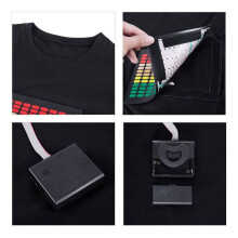 Men T-Shirt Principale Attivata Da Suono Light  Lampeggiante Rock Disco Equalizer Manica Corta Maglietta Led M