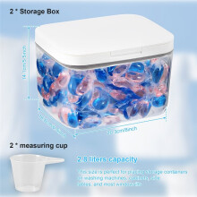 Laundry Pods Container 2.8L Capacity Dishwasher Pod Box Sealed Laundry Pods Case with Measuring Cup for Laundry Storage
