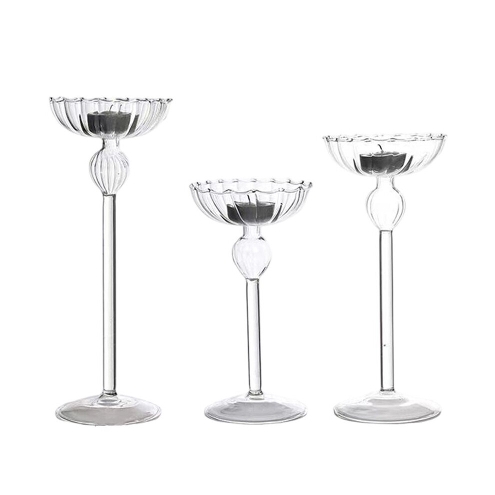 Tauoh High Footed Striped Candlestick Home Decoration Ornaments Wedding Supplies Romantic Candlelight Dinner Candlestick