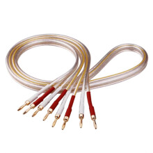 HiFi-Lautsprecherkabel, Versilbert, 3,5-mm-Klinkenstecker, Vergoldeter Bananenstecker, 4-Adriges Audiokabel für DVD-Player, Blu-Ray-Player, Decoder,