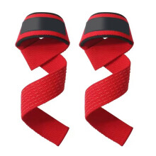 2PC Weightlifting Wrist Straps Sports Booster Belt Grip Belt Fitness Pull-Ups Bars Non-Slip Deadlift Belt Band Red