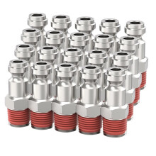 Automotive T-Style Air Plug, 1/4" NPT Male Pneumatic Plugs, Air Compressor Accessories Fittings(20-PACK)