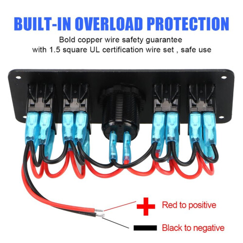 LED Digital Voltmeter 12-24V Circuit Control Car  Panel Dual USB Port Outlet Combination 1