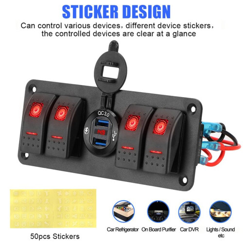 LED Digital Voltmeter 12-24V Circuit Control Car  Panel Dual USB Port Outlet Combination 2