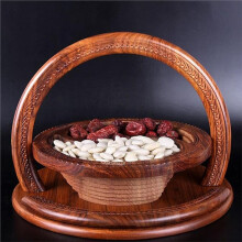 2PCS Handmade Wood Carving Fruit Plate, Wooden Folding Fruit Plate,Nuts Baskets, Gift Basket Fruit Bowl, Triple Grid