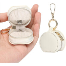 Boîte de Rangement Portable pour Bagues et Boucles D'Oreilles avec Porte-Clés, Petit Étui de pour Bagues, Boucles D'Oreilles et Colliers