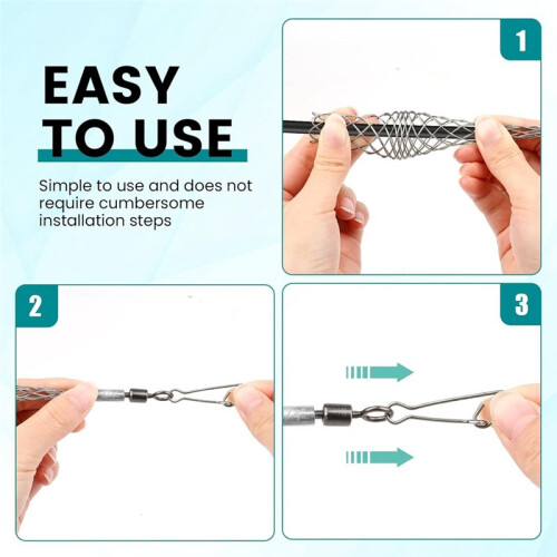 2 PCS Wire Pulling Grip Mesh Cable Pulls Metal Cable Puller Socks Wire Pulling Tools Wire Grip Flexible Snap 2