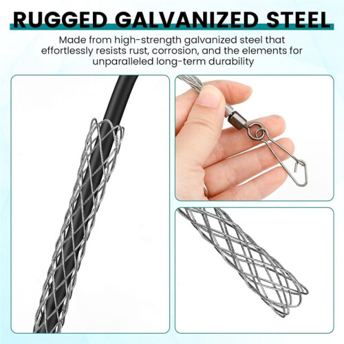 2 PCS Wire Pulling Grip Mesh Cable Pulls Metal Cable Puller Socks Wire Pulling Tools Wire Grip Flexible Snap 1