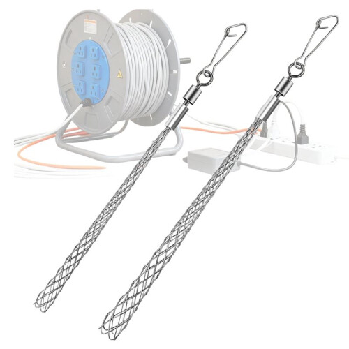 2 PCS Wire Pulling Grip Mesh Cable Pulls Metal Cable Puller Socks Wire Pulling Tools Wire Grip Flexible Snap 1