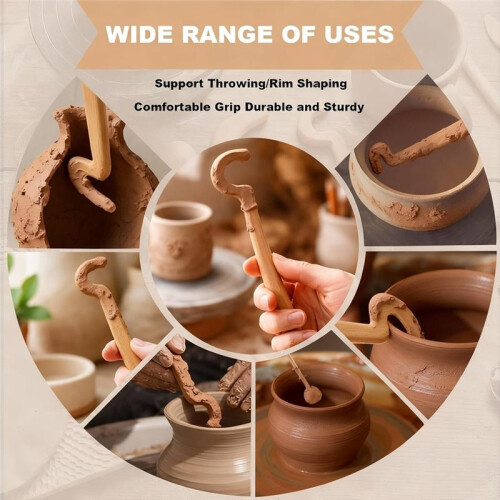 4 Pcs Wooden Pottery Throwing Tools 2 Throwing Stick for Pottery Shaping and 2 Long Handle Tools,Clay Stick,Ceramic Tool 1