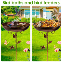 Baño para Pájaros de Jardín, de Hierro Resistente, para Exteriores, Estilo Vintage, para Patio o Jardín.