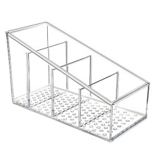 Clear Plastic Remote Control Holder and Desk Organizer with 4 Compartments for Home and Office Use