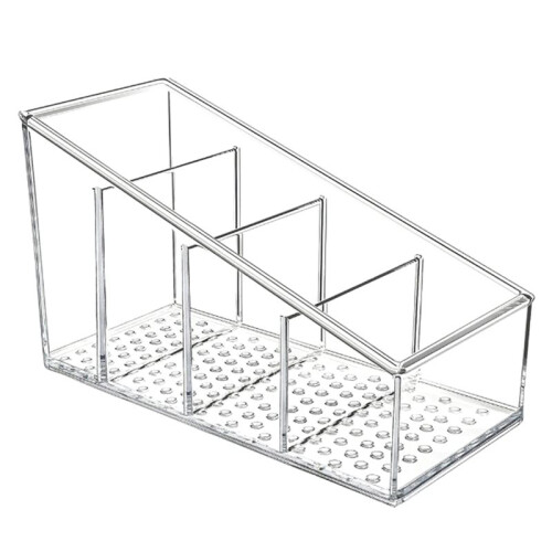Portatelecomando e Organizer da Scrivania In Plastica Trasparente con 4 Scomparti per Uso Domestico e In Ufficio
