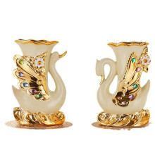 Elegant Swan Shaped Ceramic Vases with Gold Accents - Living Room Decoration Vase, for Dried and Artificial Flowers,