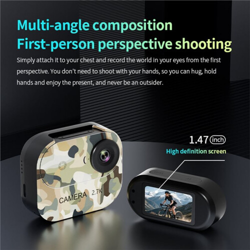 2.7k HD Body Camera Wide Angle Pet Recorder Thumb Camera Portable ...