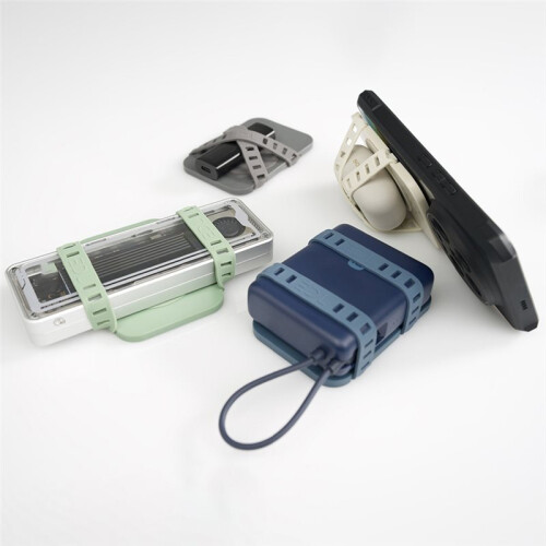 Multifunctional Strip Clip Case Phone Audio Decoder Storage Bag USB Pocket Phone Bag Magnetic Elastic Strap Kit White