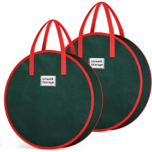 Wreaths Storage Container, 2Pack Christmas Wreaths Storage Bag with Sturdy Handle, Two-Way Zipper for Holiday 24"