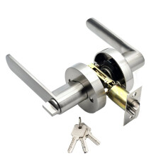Zinc Alloy Indoor Door Lock with Silent Operation, Keyed Exterior, 60mm Cylinder - Brushed Silver Silver