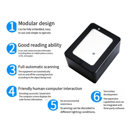 New Desktop Barcode Scanner QR Code Scanning Platform Supermarket Mobile Payment YHD‑9800 Barcode Scanner 1