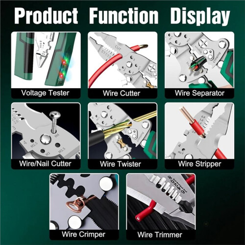 Multi-Function Foldable Wire Stripper with Voltage Tester,Wire Stripper &Tester for Stripping,Shearing,Peeling,Cutting 1