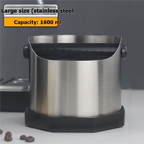 Espresso Knock Box,Coffee Grounds Bin 1600 Ml Stainless Steel Espresso Grounds Boxes,Coffee Waste Container Matte Black 1