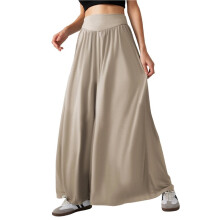 Women'S Wide Leg Sweatpants High Elastic Waist Flowy Palazzo Pants Loose Baggy Pants Bottoms Khaki XXL