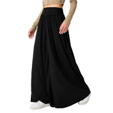 Women'S Wide Leg Sweatpants High Elastic Waist Flowy Palazzo Pants Loose Baggy Pants Bottoms Black L