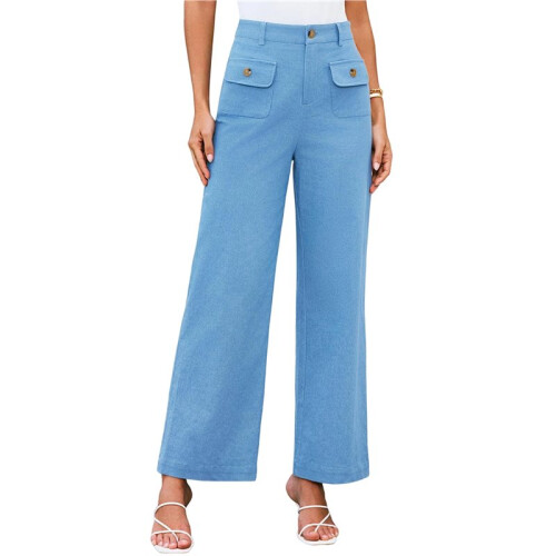 Women'S Cargo Business Work Casual Trousers with Pockets Light  L