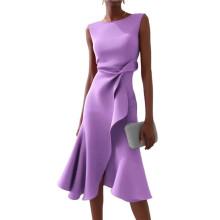 Robes D'Invitées de Mariage pour Femmes : Style Cocktail Sobre, Robe D'Église Vintage pour les Fêtes de Fin D'Année Violet L