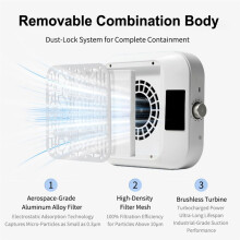 Brushless Turbine Nail Dust Collector with LED Display, Portable Vacuum Cleaner for Manicure and Nail Art Free to Move