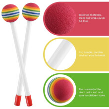 14 Pcs Lollipop Drum Mallet Sticks Round Rainbow Hammer Percussion Sticks Plastic Drumsticks for Kids Child Mallet