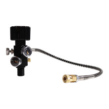 M18X1.5 PCP Tank Dual Gauge Charging Valve Air Fill Station Gas Cylinder Refill Adapter 6000Psi with 50cm Hose,Black
