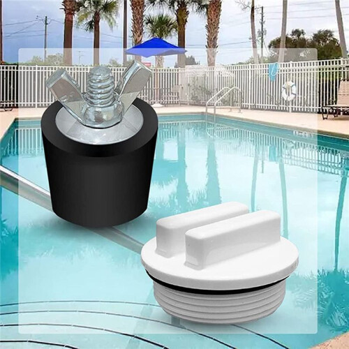 2 Pcs 1.5Inch Pool Winterizing Plugs Rubber Expansion Plugs with 2 Pcs 1.5Inch Threaded Pool Return Winterizing Plug 2