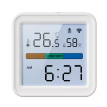 Sensor de Temperatura e Umidade Tuya WiFi com Luz de Fundo, Higrômetro e Termômetro, Monitoramento Remoto Via Aplicativo para Casa Inteligente