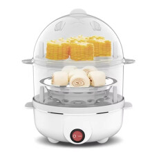 Electric Egg Cooker Automatic Steamer Double Layer Multi Function Breakfast Machine Appliance for Boiling Poaching EU