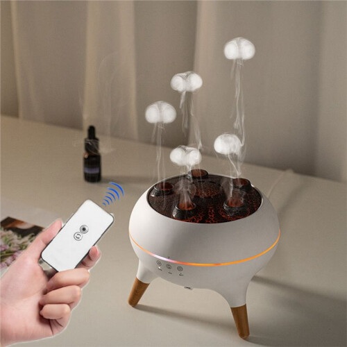 Essential Oil Diffuser for Bedroom 250ml Jellyfish Mist Flame Aromatherapy Humidifier with 7LED Lights-EU Plug 2