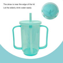 Adult Sippy Cups for Elderly 12oz - No Spill Cups with Dual Handles and Straw for Disabled Patients