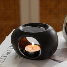Simple Black Candle Heating Holder Ceramics Essential Oil Reed Diffuser Furnace Household Aromatherapy Incense Burner A