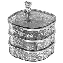 Rotating Jewelry Box, Transparent Band Partition High-End Exquisite Jewelry Storage Box, Earring, and Storage Box B