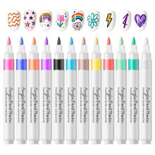 Set mit 12 Farben Nagelkunststiften, 3D-Nagelkunstmarker für Kinder, Schnelltrocknende, Lang Anhaltende Nagellackstifte für Nagelkunst-Sets
