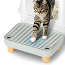 Katzentoilettenstufe, Katzentoilettenrampe/-Auffang mit Holzsockel, Spurlos und Leicht zu Reinigen, Ideal für Kleine und Ältere Katzen