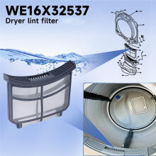 Pluizenfilter voor Wasdroger, Geschikt voor GE Wasdrogers, Pluizenfilter Vervangt WE16X32537 WE16X29597