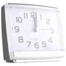 Bedroom Desktop Bed Wake Clocks Bedroom Beside Student Plastic Silent Sweeping Small Table Clock Alarm Clock-White