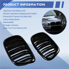 Car Front Kidney Grill Front Hood Grill Mesh Grille Kidney Grille for 5 Series E39 1999-2003