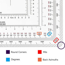 Square Military Coordinate Scale Protractor for Land Navigation, Military Style UTM/MGRS Coordinate Scale