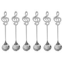 6 Pack Cute Teaspoons Stainless Steel Musical Notation Shaped Coffee Spoons Dessert Cake Ice Cream Sugar Spoon