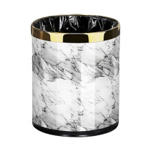 Trash Can,Marble Pattern 10L Trash Can Bin Buckets Diameter Waste Bins Living Room Bathroom Kitchen Dustbin Trash Bin