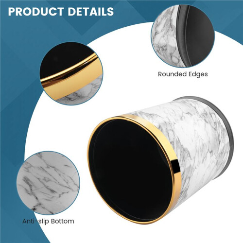 Trash Can,Marble Pattern 10L Trash Can Bin Buckets Diameter Waste Bins Living Room Bathroom Kitchen Dustbin Trash Bin 1