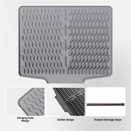 Silicone Tableware Drain Mat, Anti Slip Sink Mat, Slope Guide Bowl Dish Drying Filter Mat 2
